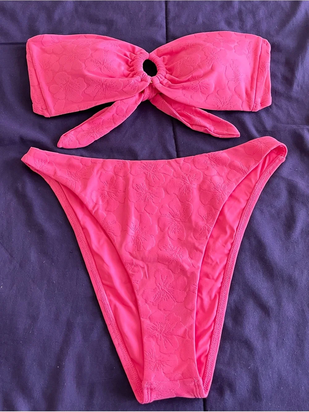 L*Space Bikini Set Jasper Top & Leilani Bottom Pink Floral Size Large Resortwear